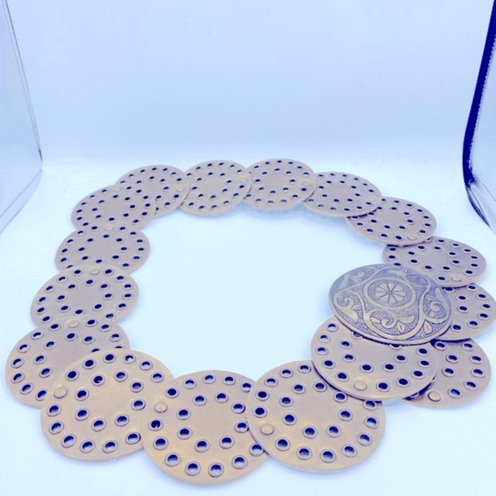 Vintage Antique Gold Tone With Metal Eyelets Design In The  Bo Ho/ Gypsy Belt
